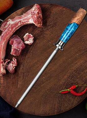 现夫货8英寸磨刀棒蓝无品牌/柄色树脂和稳定木磨刀用棒高硬度屠专