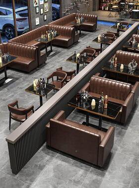 奶茶店沙桌甜椅组合西发IZC餐厅火咖啡馆品清酒吧烧烤锅店双卡座