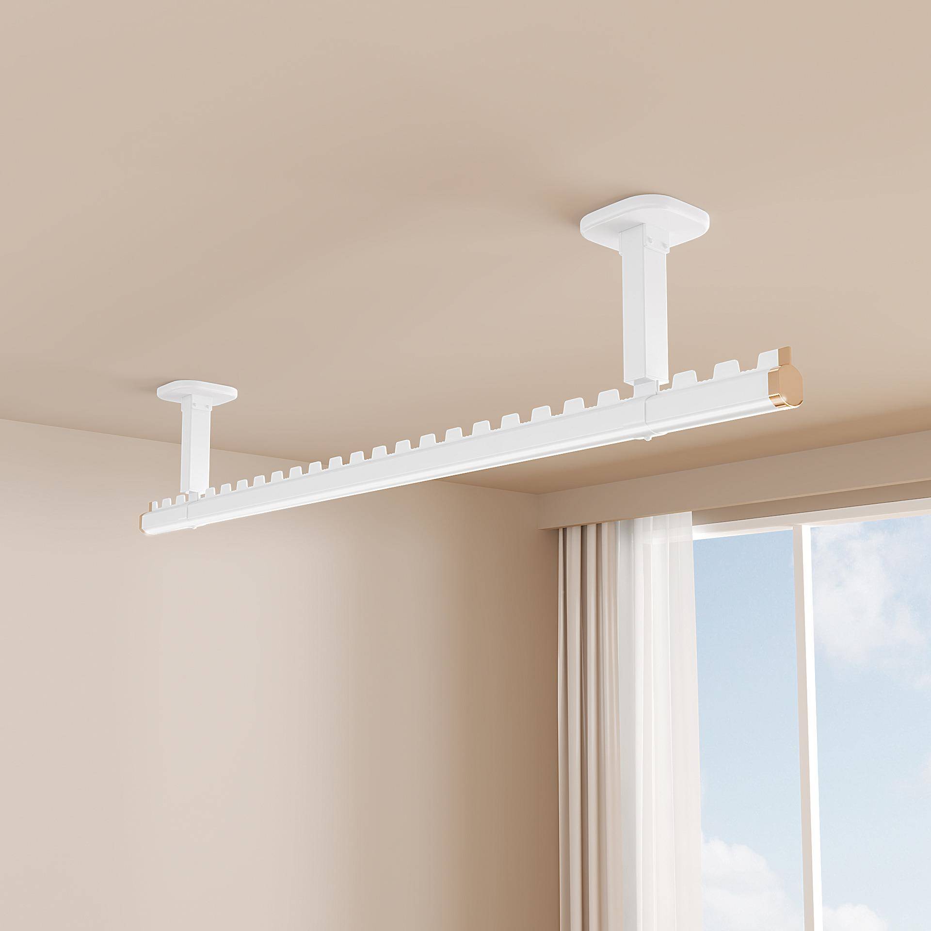 顶晾衣阳杆台装固定式家用打孔晾衣架晒衣101杆单杆子衣凉现代简