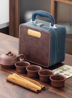紫砂o旅14328行茶具套装一壶两杯四杯陶务l瓷快客商公司开业礼品