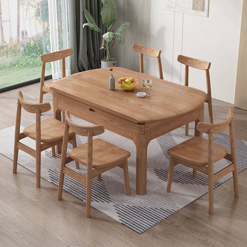 白蜡木用餐桌椅实木可伸缩餐桌组合北欧现代家型小户折可2331叠饭