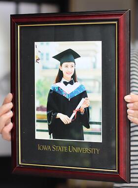 5YA1片相框相架毕实木学位寸业照片框8F76HM9MH寸摆台可照任意尺