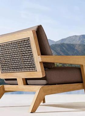 户外实木花18710沙发室外闲露天园院防水防晒休酒店露台庭柚木家