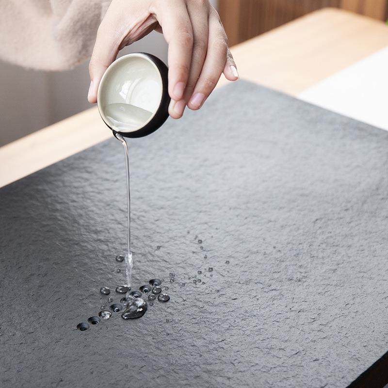 天然BWW金石茶盘简大小号乌海茶石头约材中式客厅功夫茶具乌金石