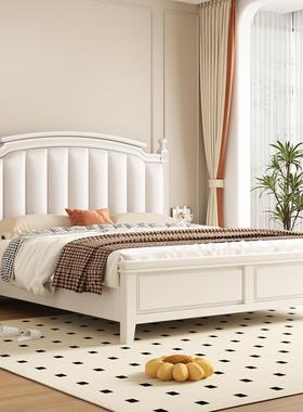 美WTS式白色实木床床现代1简约奶储油风.8米双人1.5主卧公主软包