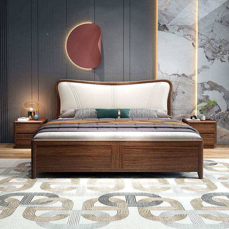 金新中式乌金木床轻奢人婚床现代卧实室1.8米CON软包双床柜别墅木