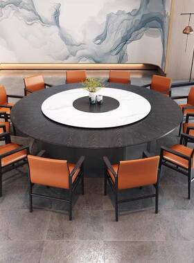 源厢头厂一件批酒店餐桌椅桌电动家转盘饭店IIX岩板餐桌商用圆包
