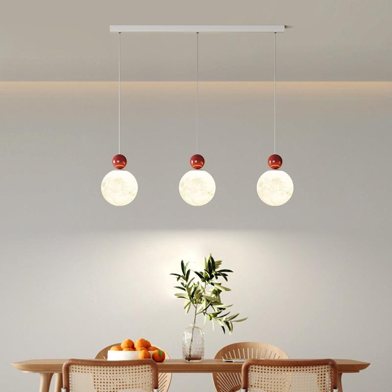 奶油风吊灯中山月灯具浪温馨漫卧室床头小吊北欧网红球灯75餐厅灯
