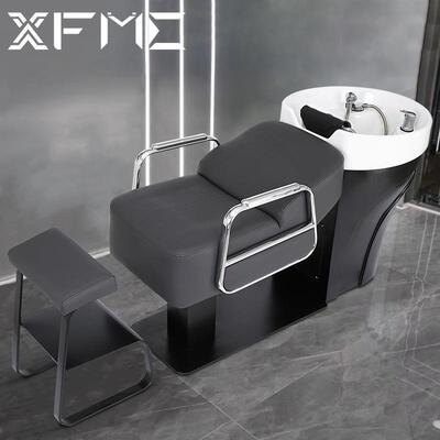 源头工厂INS网洗红高档皮革沙C-5028龙洗头床理躺发店黑色半式水