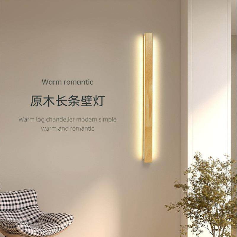 壁89灯北约原简木长条欧床灯实木卧室头灯客厅背景墙过道阳台氛围