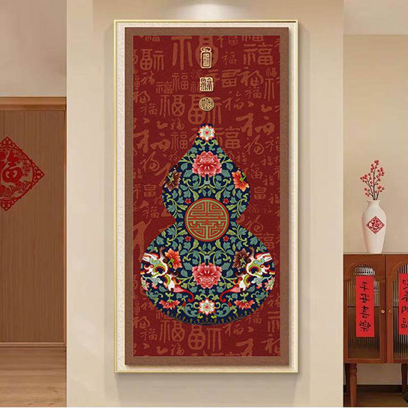 中式葫中式葫芦芦玄关画道画装饰家和万事兴壁画进门过晶入户挂画