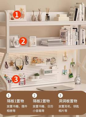 桌桌上洞洞置物架多层收XCI纳办公桌桌学生书桌脑可电放面书架铁