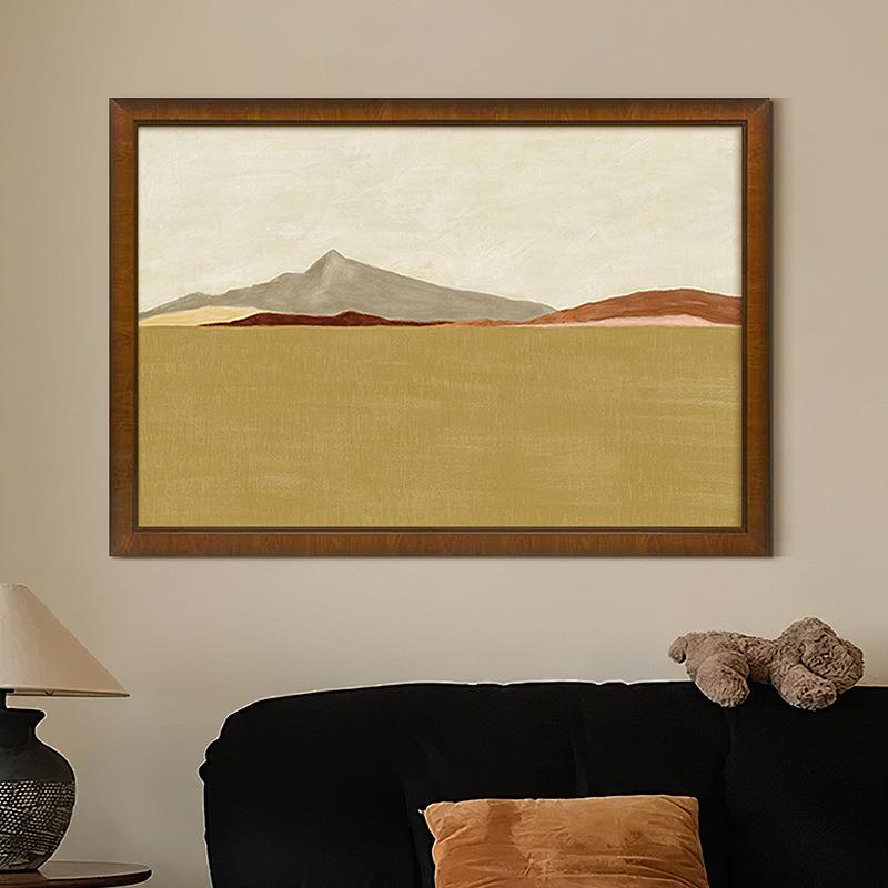 山景式中古风》客厅风景北欧复古al202408法装饰画小众画艺术玄关