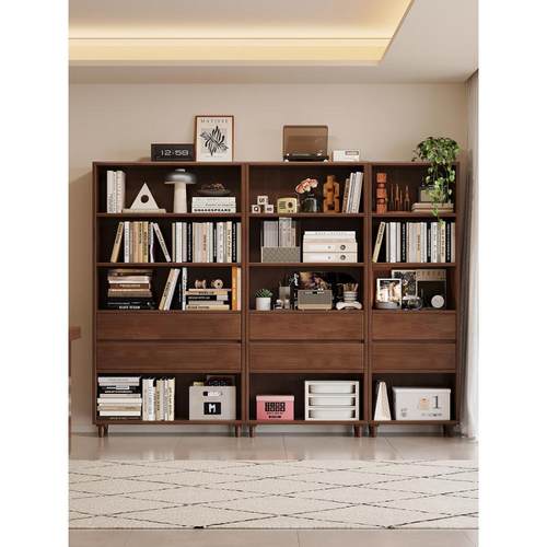 现代组简约收69501用家书柜实木书架简约置物架落地客厅合纳柜