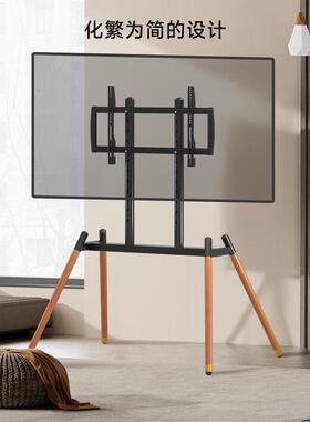 落地电机支0架实木底座艺术适架子配37-86视英寸ml4电视推车承重6
