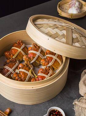 家用竹纯蒸笼手商工竹制EMM小加深笼包蒸笼用大号包子蒸屉蒸架包