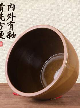 古法瓷带养鱼的缸酱缸家小水MVX缸老用式腌菜米酒发酵陶米缸盖小