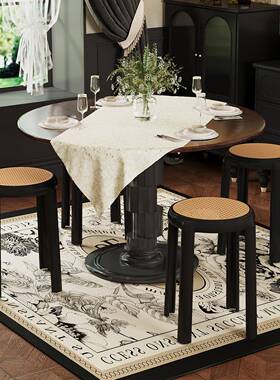 WH-XTBY中古仿藤编现塑料凳约子叠家用结实耐用可放圆凳代简客厅