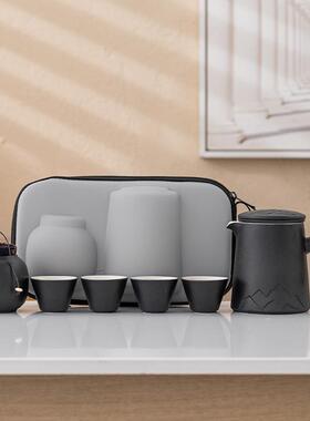 旅行茶具快客杯一壶四杯便手泡包户外携提式功74237夫茶杯茶盘送