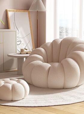 南瓜奶油北欧懒人沙无品牌/发豆袋卧室网红公主风上租房发屋出地