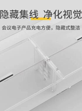 办公具会议桌简约现HYZ-012代小型组会议室长方形家白色会议合椅