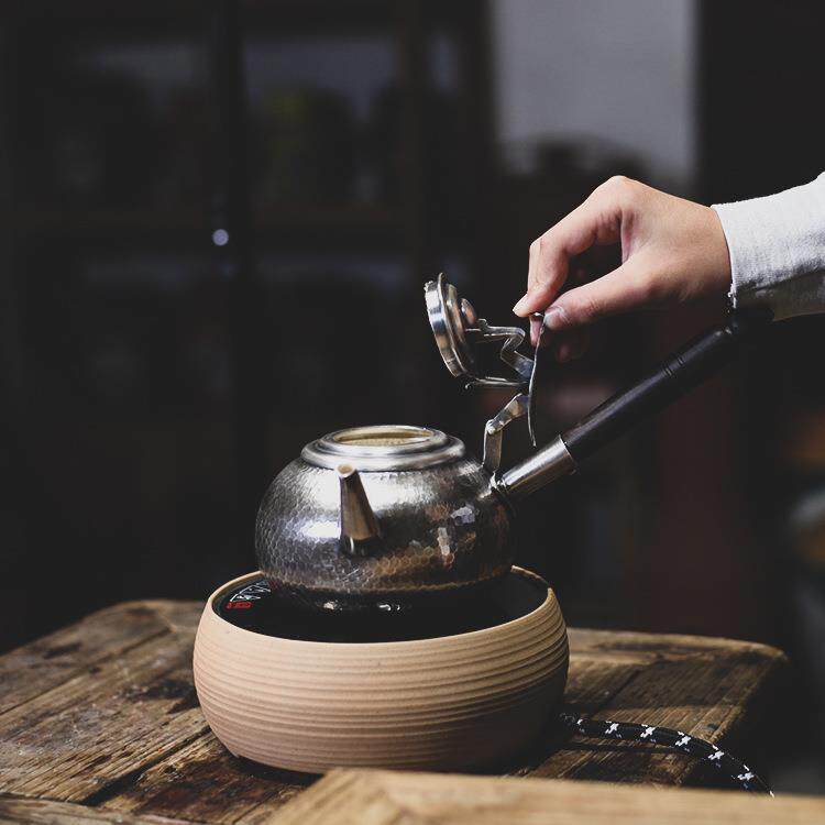 银室器银侧把锤简cyzsh约红木把柄烧水壶中式手工茶具紫砂茶煮茶