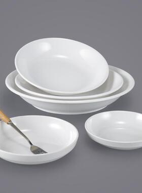 密塑胺盘子用圆形深盘商XQM汤盘仿瓷餐具白色树脂料餐盘圆盘炒菜