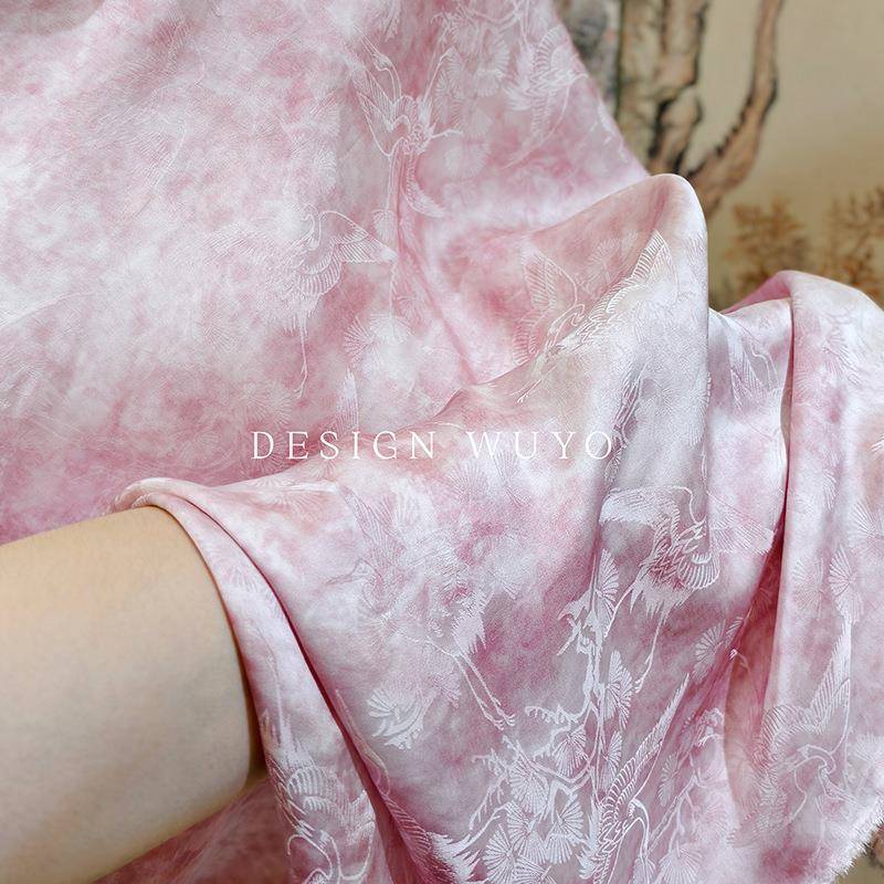 無忧香纱布QIM料人丝感香纱面料云真丝手感提花布国风设计云旗袍