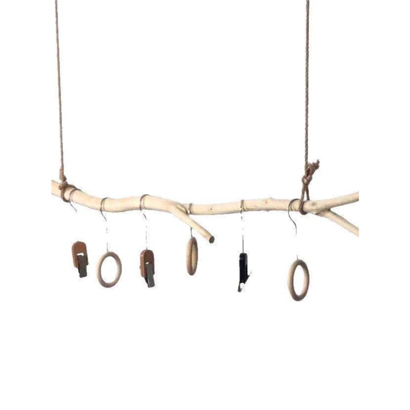 树枝挂衣架服装店干l原木杆上墙展示架悬吊式天花板悬挂晾衣杆麻