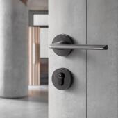 灰色卧室门分锁MCQ 61室内木门门黑把手磁吸音房间木门静锁家用体