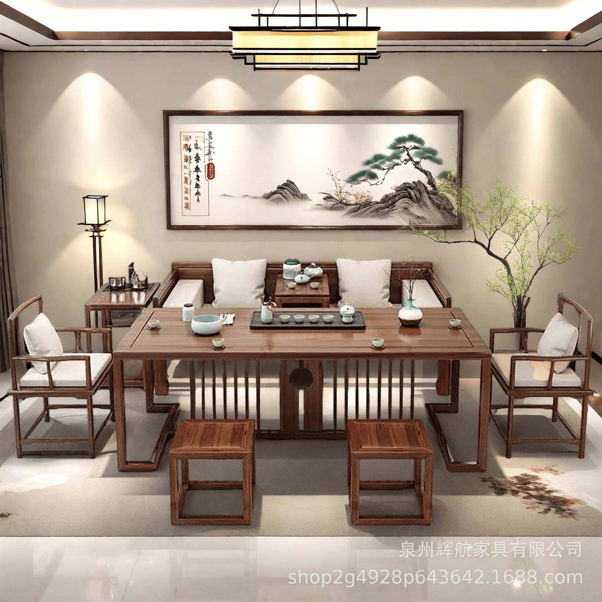 罗汉床沙发泡茶风茶茶桌式椅新中全实木功夫屏ZDK几禅意家用接待