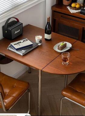 北欧IAG简约餐桌可叠餐桌折椅古组伸合家用复小户型桌子实木缩饭