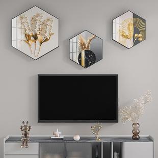 轻QOI奢电视背景墙壁画厅装饰欧画客高档大气创意墙面北餐厅挂墙