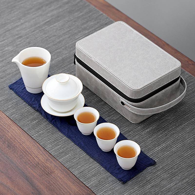 羊脂玉旅行L茶具套装陶瓷快客杯G一壶三夫杯日式功茶具国潮SN2105