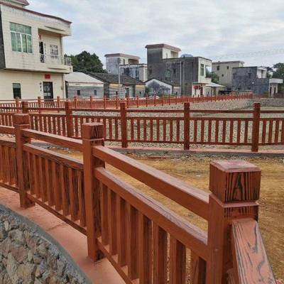 林厂家供应园仿皮景区河道281栏杆塘装配式水泥仿木树护栏池围栏