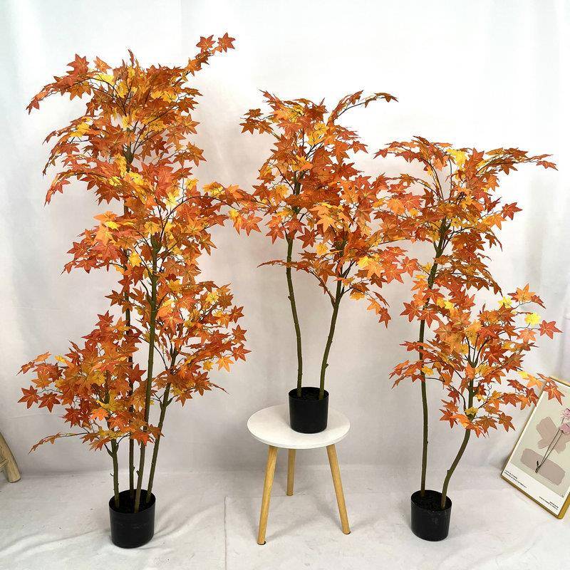 时尚简约仿真秋枫叶假绿植 室内酒店居家装饰造型道具摆件仿真树