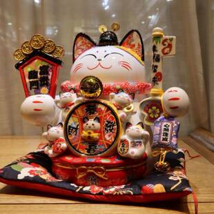 乐喵福缘财猫大号1861514瓷寸陶招摆件店开业招日财猫式家居礼品