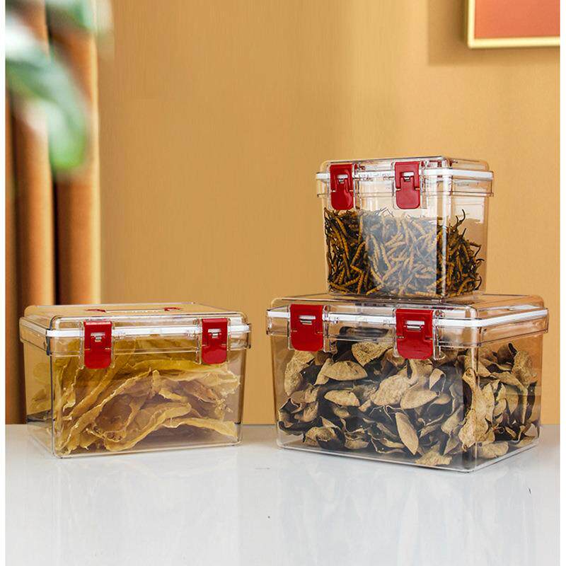 厂家现货透明PC密封存储箱便携式食品干货药材防潮收纳展示盒