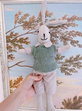 新款布BXI艺偶兔子玩摆件I抚NS长耳帆布兔子吊脚兔子儿童安兔子玩