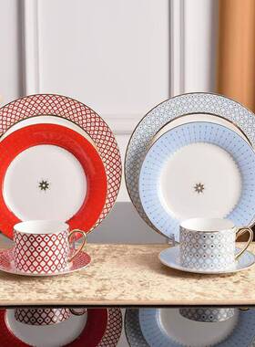 A-26587新七款彩星星骨瓷茶下午用咖啡杯碟盘子套装家酒店摆盘礼