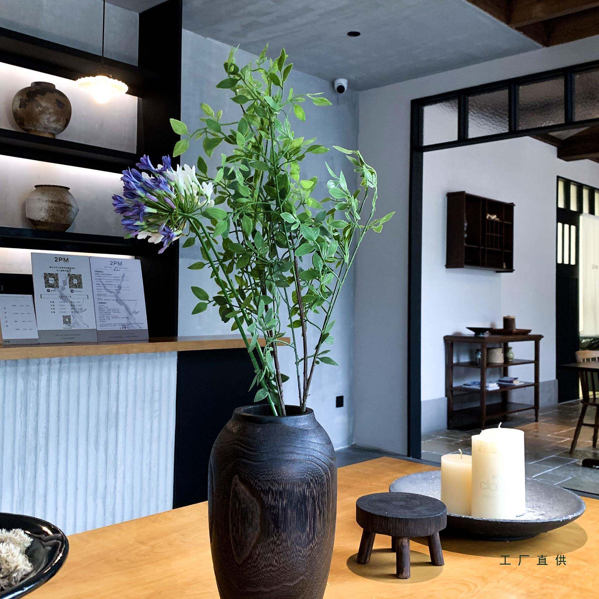 高级艺鲜术感碳烧桐F9965M89木实木花花瓶家居摆件木客厅插复古轻