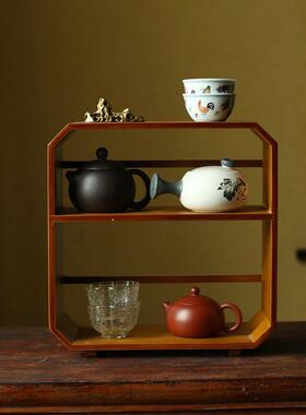 竹制物茶博古架25198多宝阁道茶具面桌置架茶壶茶杯收纳架茶具配