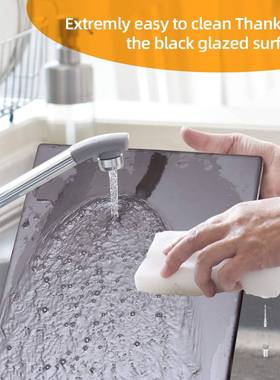 黑釉20211102方形披萨板烤黑色堇青石烤包盘石面烧烤工具竹铲套装