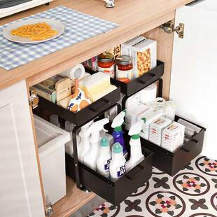 厨房屉收纳筐多盒能橱柜内置物架清洁工具抽整理FE816514下水槽拉