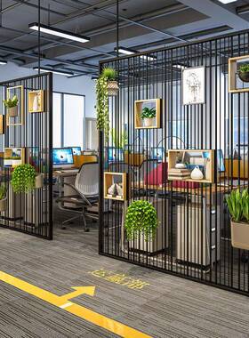 意办公室铁艺屏简风断约创客厅酒吧56012餐厅玄关工业风绿植装饰