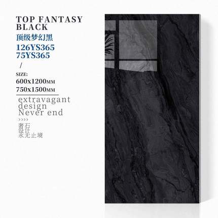 奢126YS374石黑色色瓷砖750X墙1500体大理石灰酒通店别墅客厅亮光