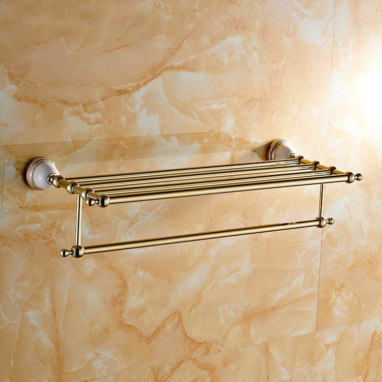 镀金浴巾架陶瓷件浴巾382架高档挂欧式美式镀金双层巾架66浴98GP,家装主材,毛巾环,淘宝优惠券,粉丝福利购,淘宝优惠卷