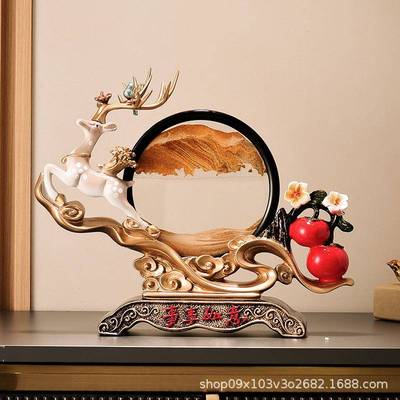 招财鹿，鹿中客厅装饰品式件新家新创意玄关电视柜桌面摆件摆朋居