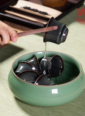 龙泉瓷特茶洗缸大号大水式盂建水青陶瓷家用中笔洗84975功夫茶具