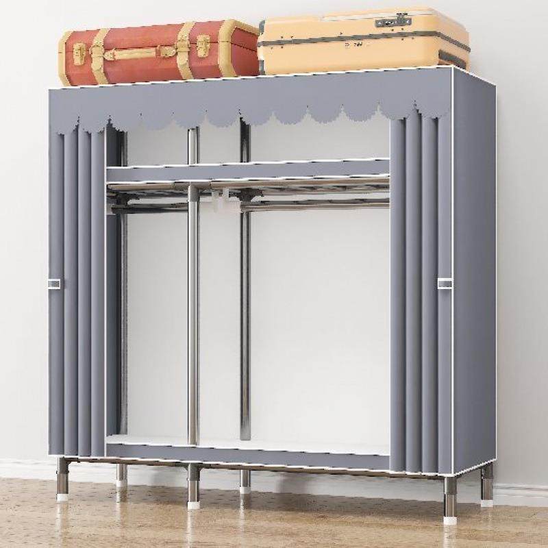 衣YWI用柜家卧室出租全钢简易衣柜钢管布衣管柜加粗加固加厚挂衣